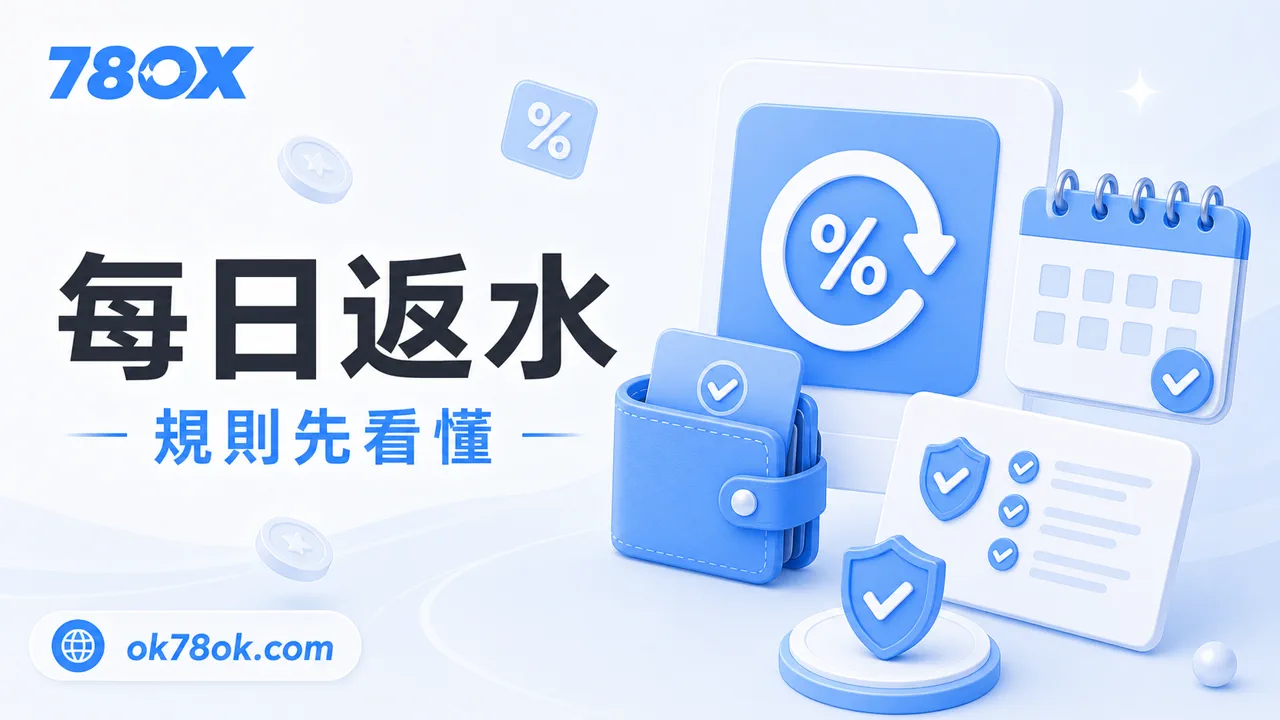78OK 每日返水規則、計算區間與領取條件示意圖