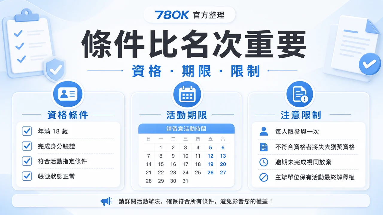 78OK 3A 條件檢查圖，包含資格、期限與限制